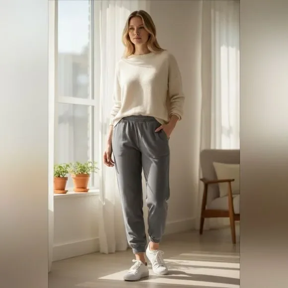 Anybody Joggers Womens L Satin Pull on Pockets Gray - Picture 2 of 6